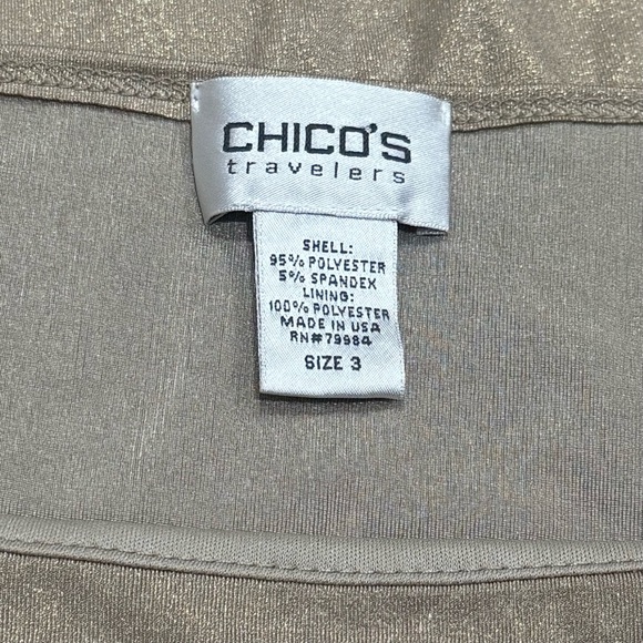 Chico’s Travelers Gold Sparkle Summer Tank Wedding Guest Women’s Size 3 XL - Picture 6 of 8